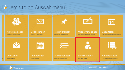 E2go ServiceReport Menu.png